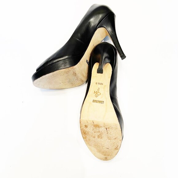 Cole Haan Nike Air Platform Peep-Toe Pumps, Classic Black Leather, Size 10.5B - Picture 3 of 3